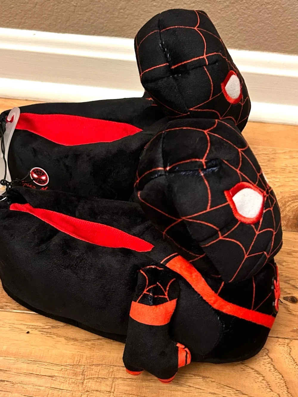 Kids' Marvel Spider-Man 3D Plush Slippers - Black Size 4/5 New